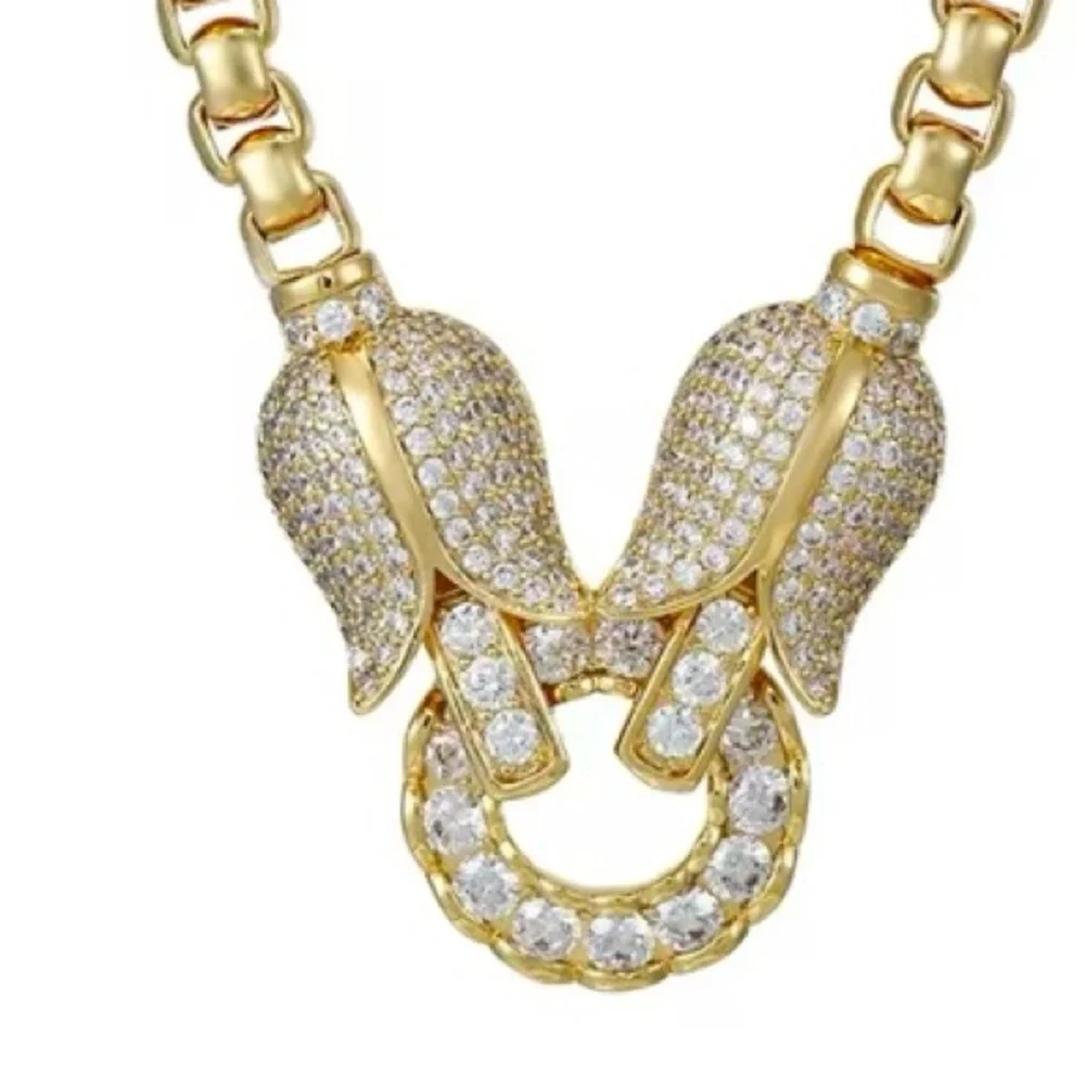New Necklace 18k yellow gold filled | tulip cubic zirconia 18”. With box - Picture 7 of 9